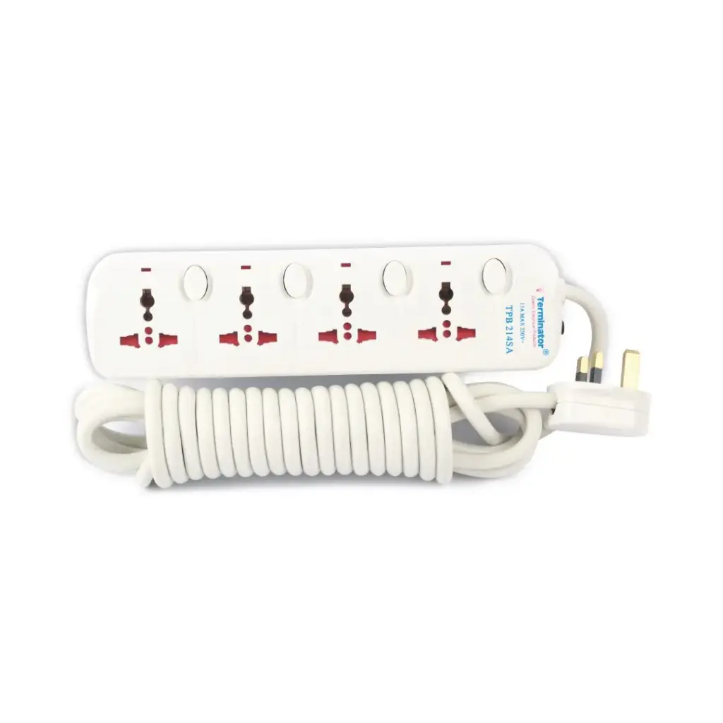 [TPB 214SA-5M] Terminator 4 Way Universal Power Extension Socket 5M