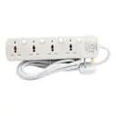 Terminator 4 Way Universal Power Extension Socket With 3 LED Surge Protection Individual Switches & Indicators 5M 13A