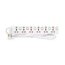 Terminator 6 Way Universal Power Extension Socket With Green Border Switches & Indicators 5M 13A