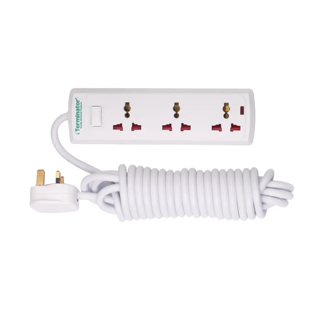 [TPB 523-5M] Terminator 3 Way Universal Power Extension Socket With Master Switch, Indicator and 5M Cable