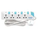 Terminator 4 Way Universal Power Extension Socket With Individual Switches & Indicators, Circuit Breaker, 3M Cable 13A Fused Plug