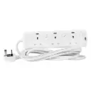 Terminator 3 Way UK Power Extension Socket, Individual Switches, Indicators, 1.25mm² Cable 3M & 13A Fused Plug