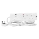 Terminator 3 Way UK Power Extension Socket, Individual Switches, Indicators, 1.25mm² Cable 5M & 13A Fused Plug