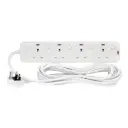 Terminator 4 Way UK Power Extension Socket, Individual Switches, Indicators, 1.25mm² Cable 5M & 13A Fused Plug