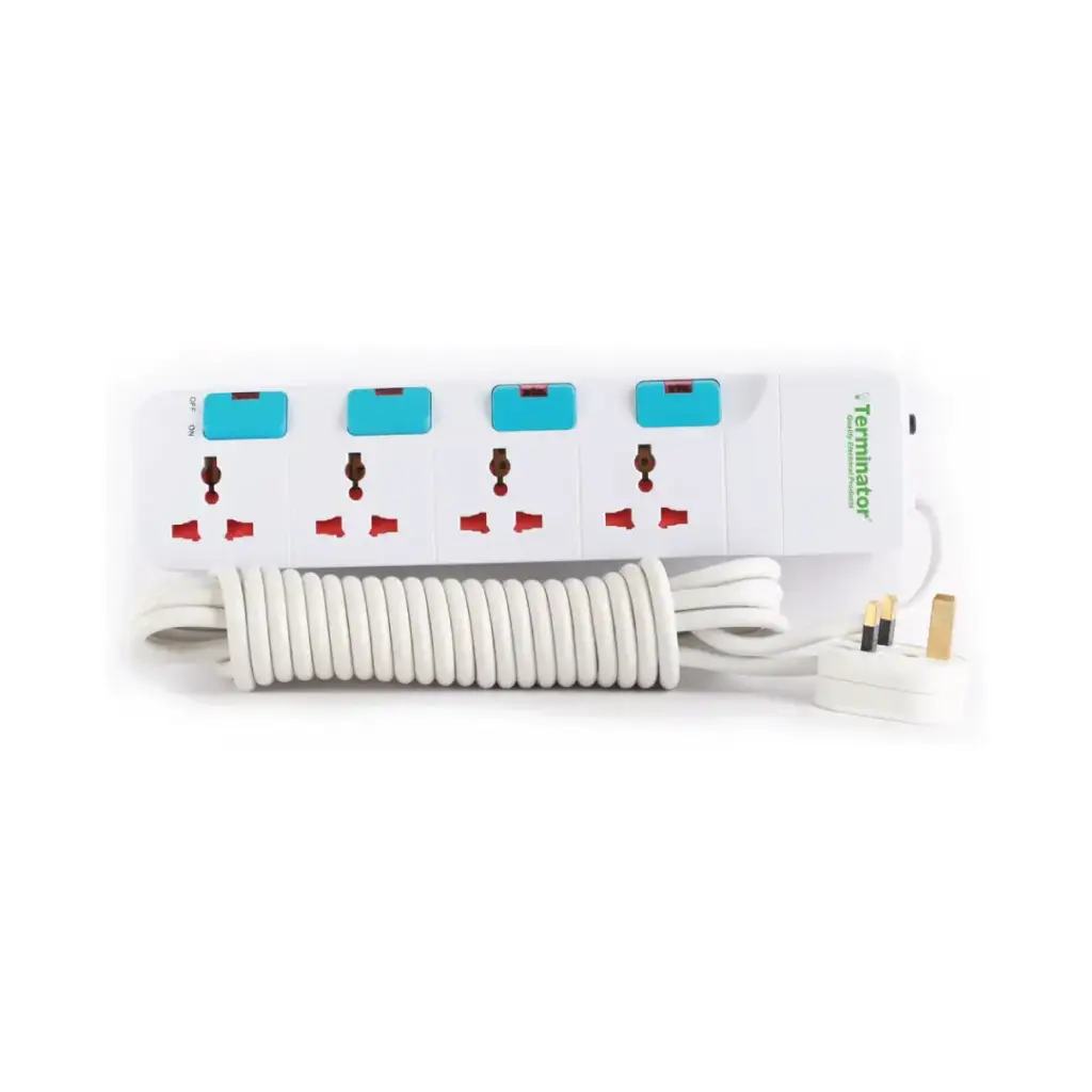 [TPB 814] Terminator 4 Way Universal Power Extension Socket 3M Cable 13A