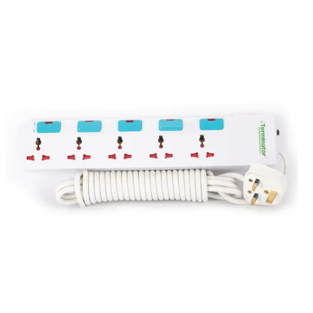 [TPB 815] Terminator 5 Way Universal Power Extension Socket 3M Cable 13A