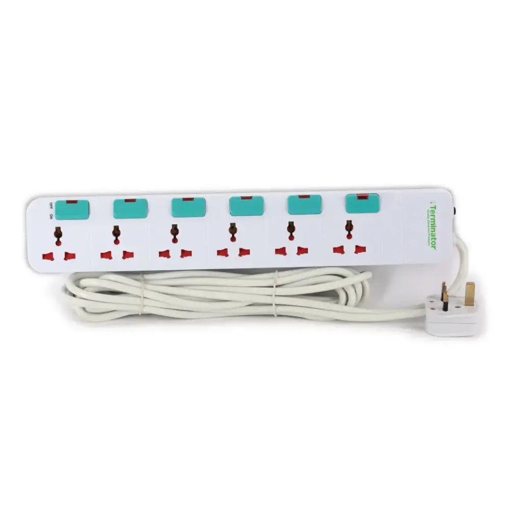 [TPB 816] Terminator 6 Way Universal Power Extension Socket 3M Cable 13A