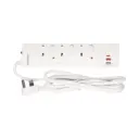 Terminator 3 Way UK Power Extension Socket With 3USB 3.1Amp (A & C Type), Overload Protection, Individual Switches,  Indicators, 1.25mm² Cable 3M & 13A Fused Moulded Plug