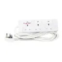 Terminator 3 Way UK Power Extension Socket, Surge Protection, Double Pole Switches, 1.50mm² Cable 3M 13A Plug