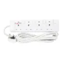 Terminator 4 Way UK Power Extension Socket, Surge Protection, Double Pole Switches, 1.50mm² Cable 3M 13A Plug