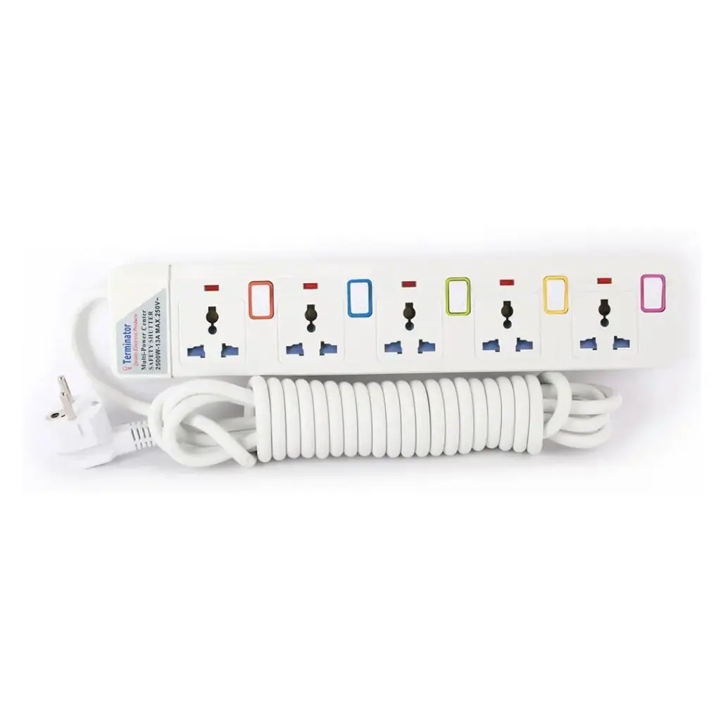 [TPB 915-5M] Terminator 5 Way Universal Power Extension Socket With Individual Switches & Indicators 5M 13A