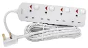 Terminator 4 Way UK Power Extension Socket With Individual Switches 3M 1.25mm2 Cable 13A Plug