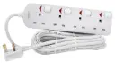 Terminator 4 Way UK Power Extension Socket With Individual Switches 10M 1.25mm2 Cable 13A Plug