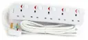 Terminator 5 Way UK Power Extension Socket With Individual Switches 5M 1.25mm2 Cable 13A Plug