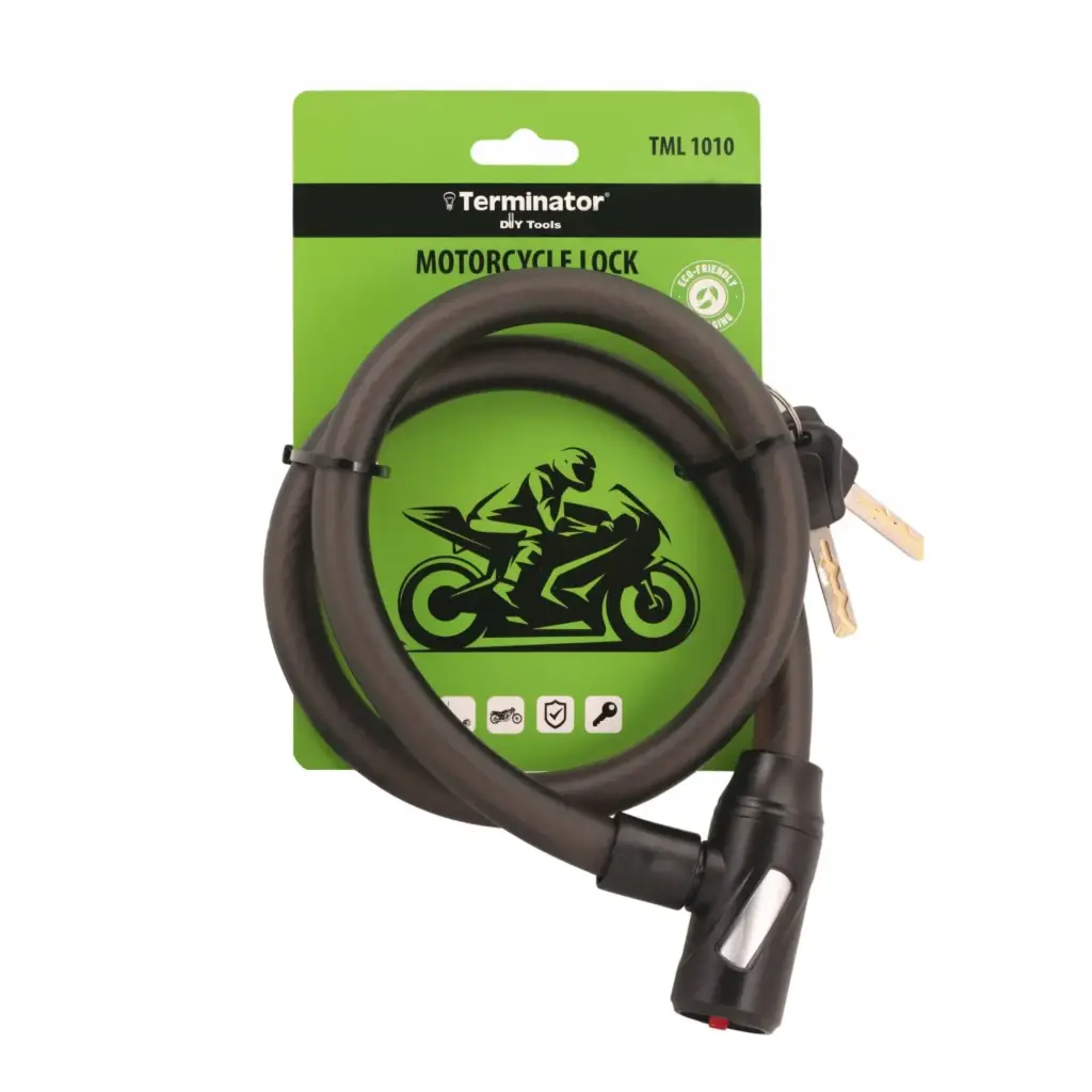 [TML 1010] Terminator Motorcycle / Security (18*900mm) Lock with 2 Keys (Black)