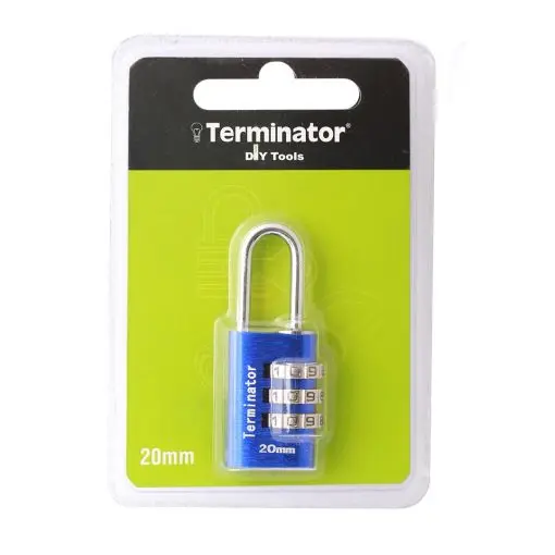 Terminator Combination Pad Lock (20mm) (Blue)