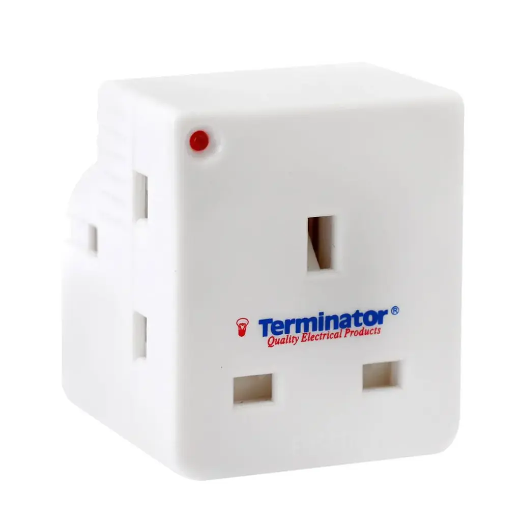 [TMA 083] Terminator 3 Way UK Socket Multi Adaptor With Indicator 13A Fuse