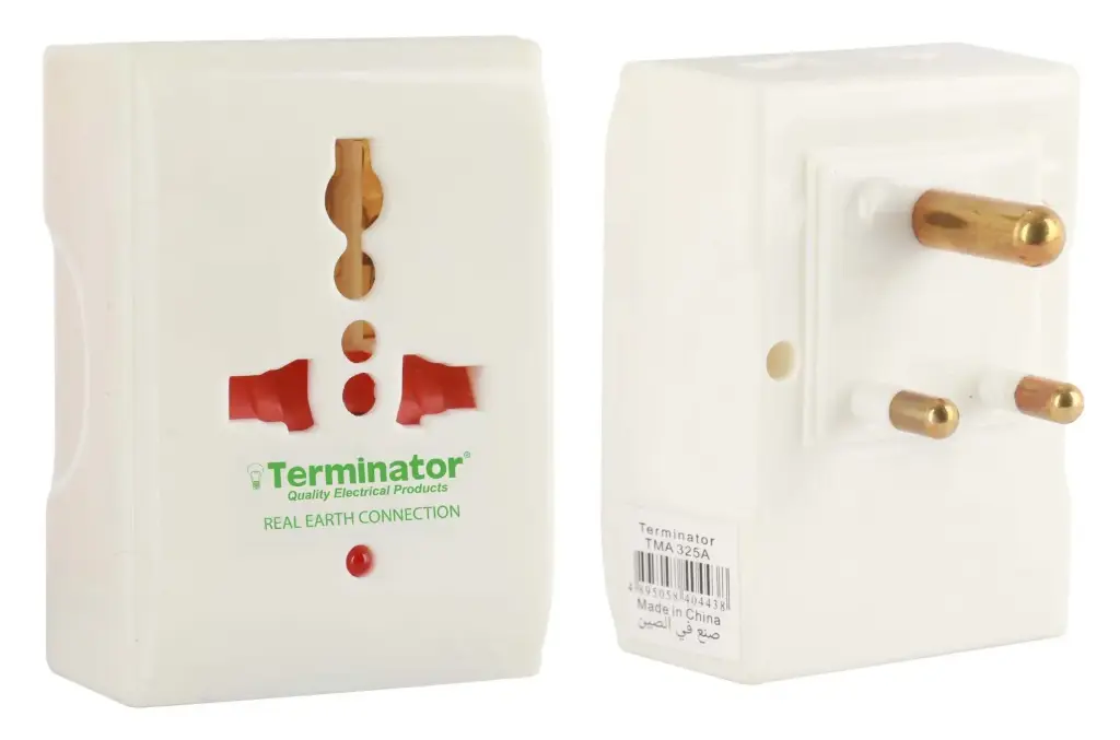 Terminator 3 Way Universal Multi Adaptor 5A One 3 Pin And Two 2 Pin with 3 Pin Plug