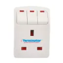 Terminator 3 Way UK Socket Multi Adaptor With Individual Switches & 2Pin Plug Insertion Feature PC Material, 13A Fuse