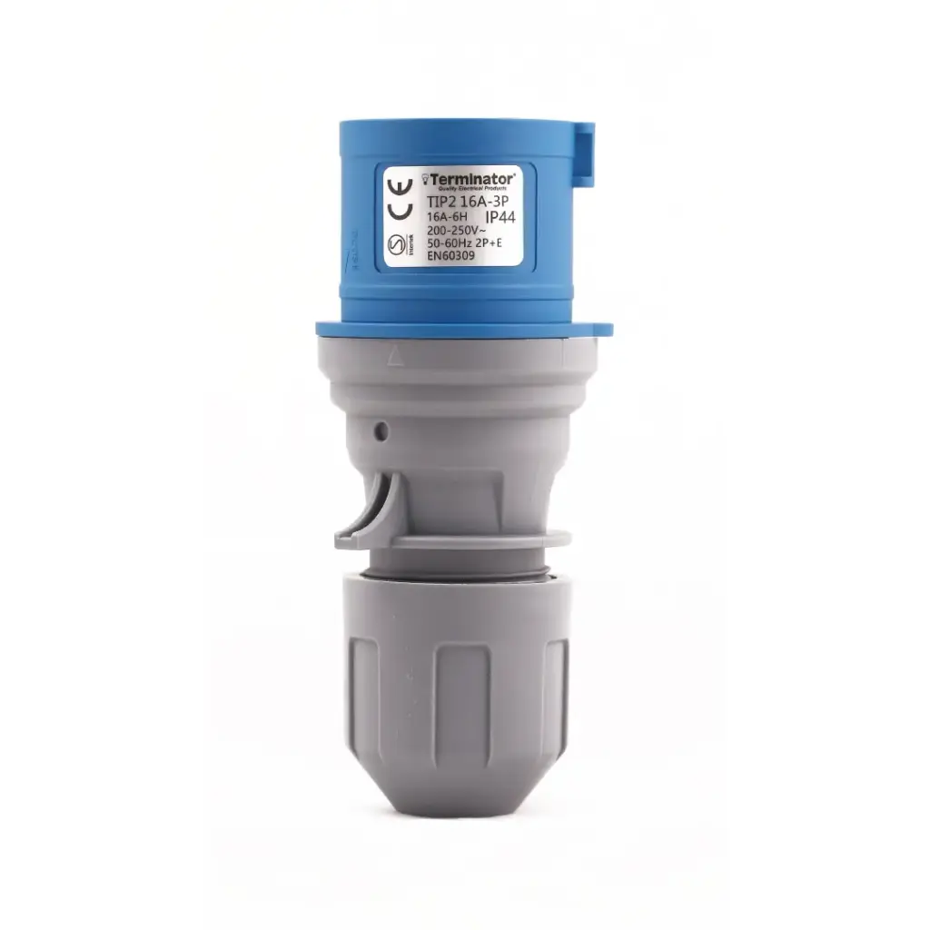 [TIP2 16A-3P] Terminator 3-pin industrial plug with matt cover，2Pole +Earth, 6h, 200-250V~16A, IP44, rewirable,