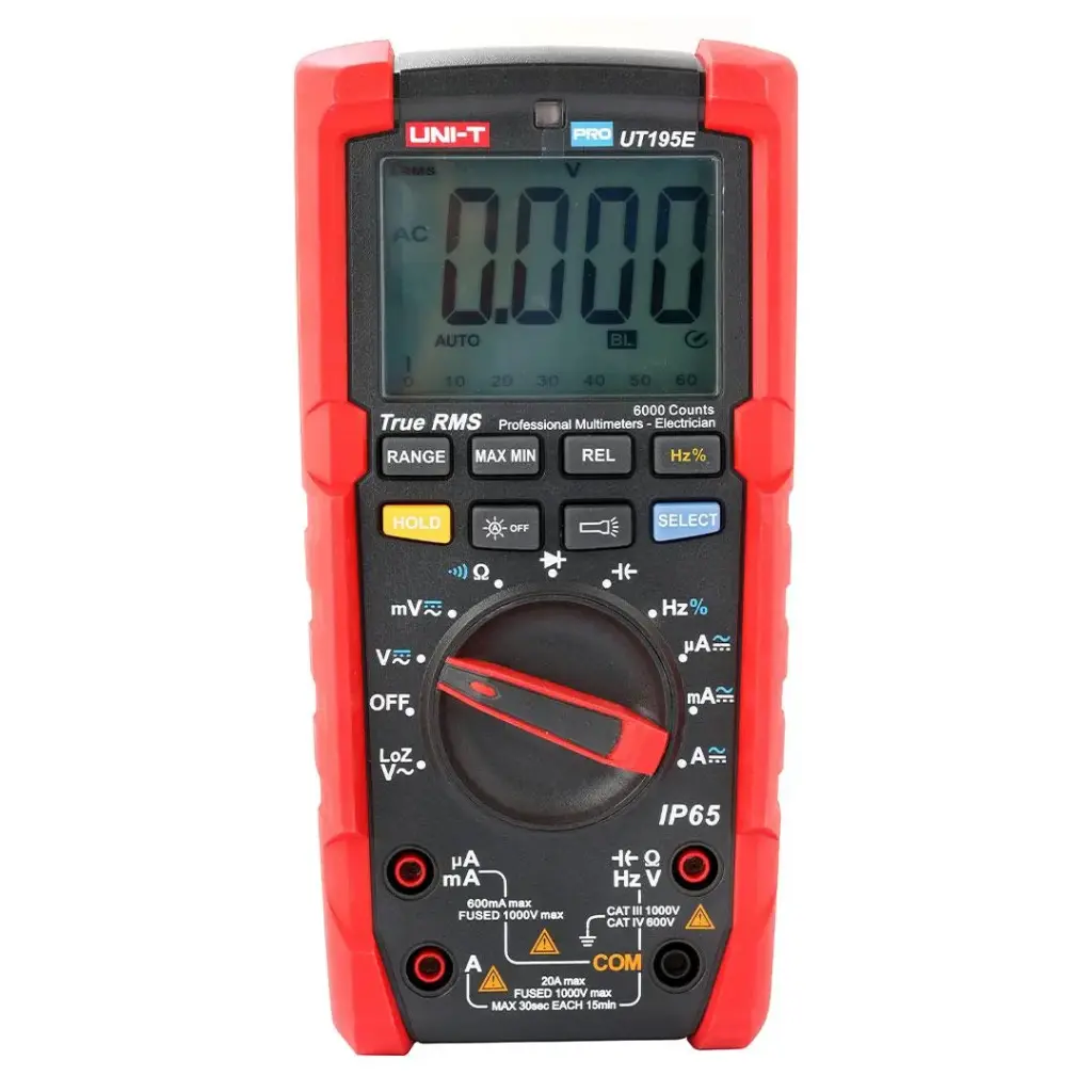 [UT 195E] Terminator Multimeter Professional IP65 AC/DC 1000V 20A Cap Hz/Duty Analog bar  LoZ ACV