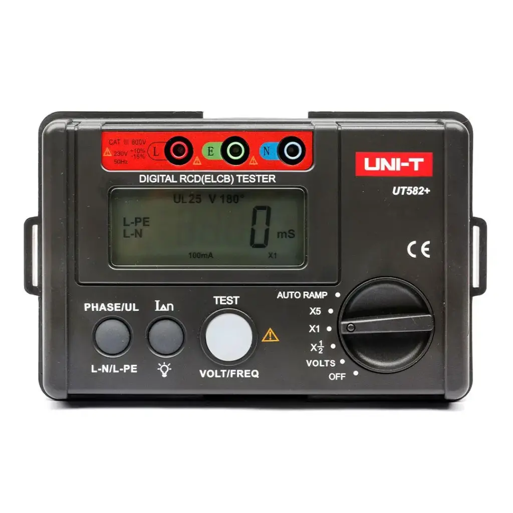 [UT 582+] Terminator Digital RCD (ELCB) Tester With Auto Ramp Test Back Light RCD & L-N/L-PE Voltage Measurement.