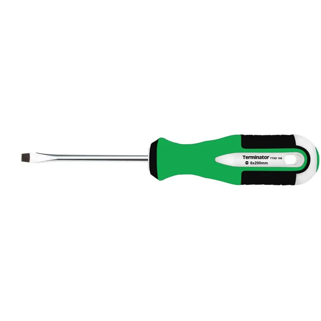 [TTSD 106] Terminator Screw Driver Size 6*200mm (-) With Comfort Grip Rubber Handle