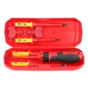 Terminator Screwdriver Set VDE Insulated 1000V 8 Pcs. 3 pcs Slotted, 2 pcs Phillips, 1 each pc of Screwdriver Handle, Triangle Lock & Square Lock Key
