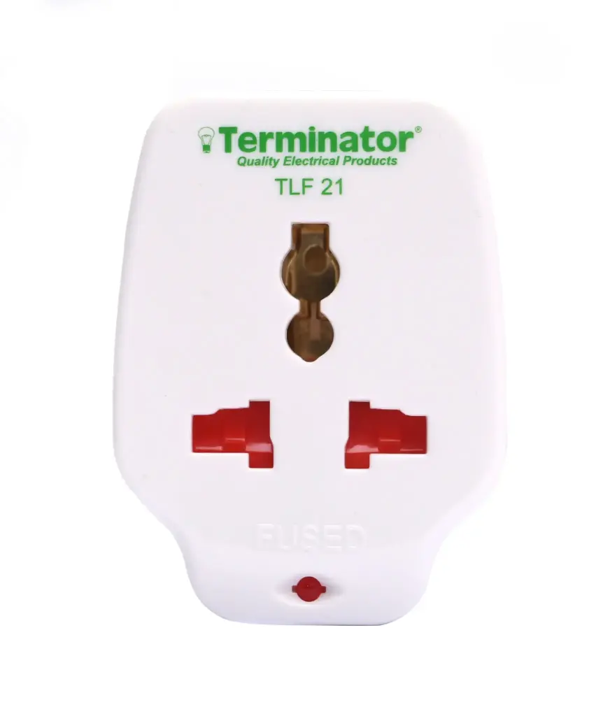 Terminator Travel Adaptor with Universal Socket, Neon Indicator and 13A Fused Plug