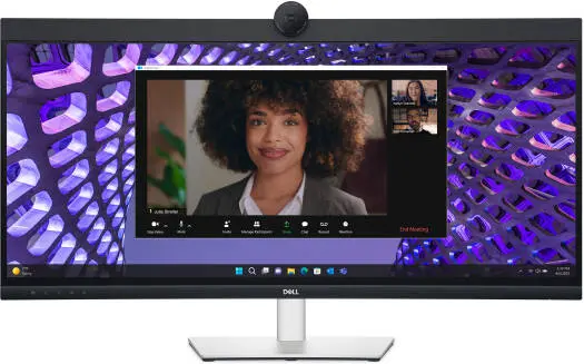 [P3424WEB] Dell 34" P3424WEB WQHD Curved IPS Conferencing Monitor, 3440×1440 Resolution, 60Hz Refresh Rate, 5ms Response Time, 3800R Curvature, Built-in Camera & Speakers, USB-C Hub, HDMI & DisplayPort, Ergonomic Stand - P3424WEB