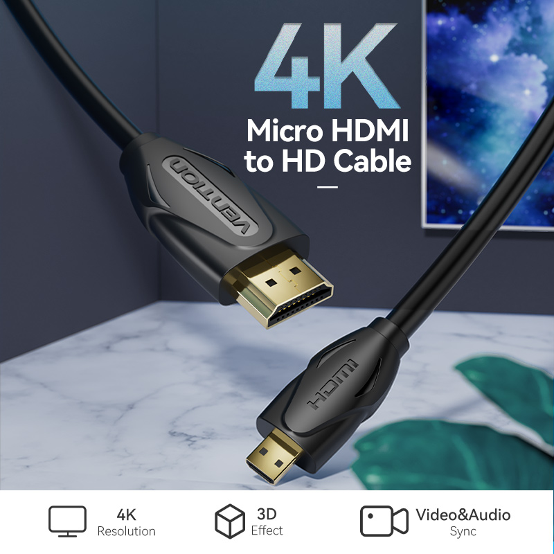 [VAA-D03-B150] VENTION Micro HDMI Cable 1.5M Black Model # VAA-D03-B150