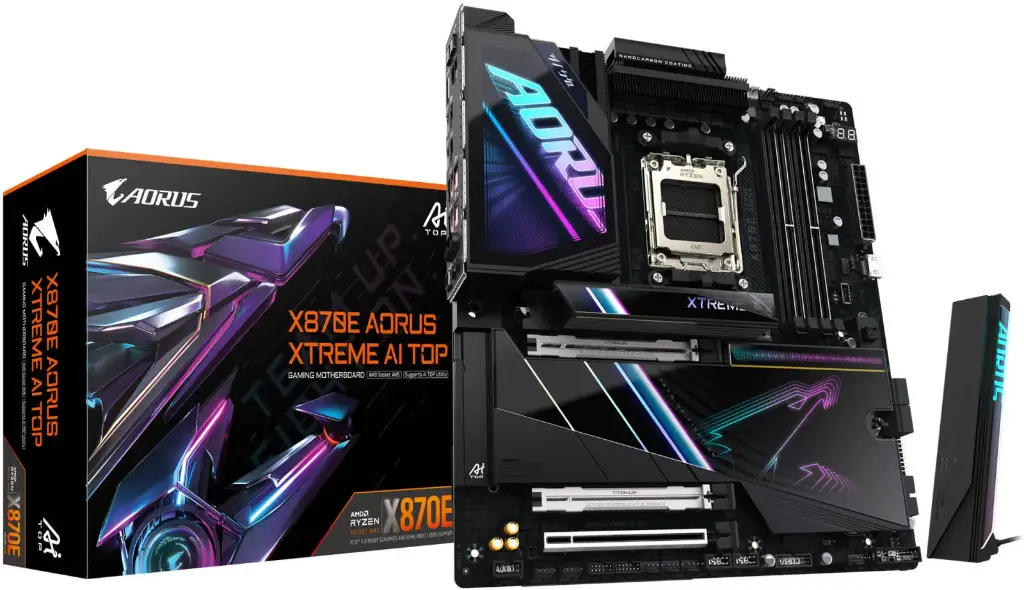 GIGABYTE X870E AORUS XTREME AI TOP – E-ATX AM5 X870E Motherboard for Ryzen 7000/8000/9000, DDR5-8800 OC, Dual PCIe 5.0 x16, USB4, Dual 10GbE LAN, Wi-Fi 7, Ultra-Durable Design