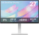 LG 27" UltraFine 27US550 4K UHD IPS Monitor, 3840×2160 Resolution, HDR10, DCI-P3 90% Color Gamut, Anti-Glare, DisplayPort, HDMI, 3-Side Borderless Design, Ergonomic Adjustable Stand, White
