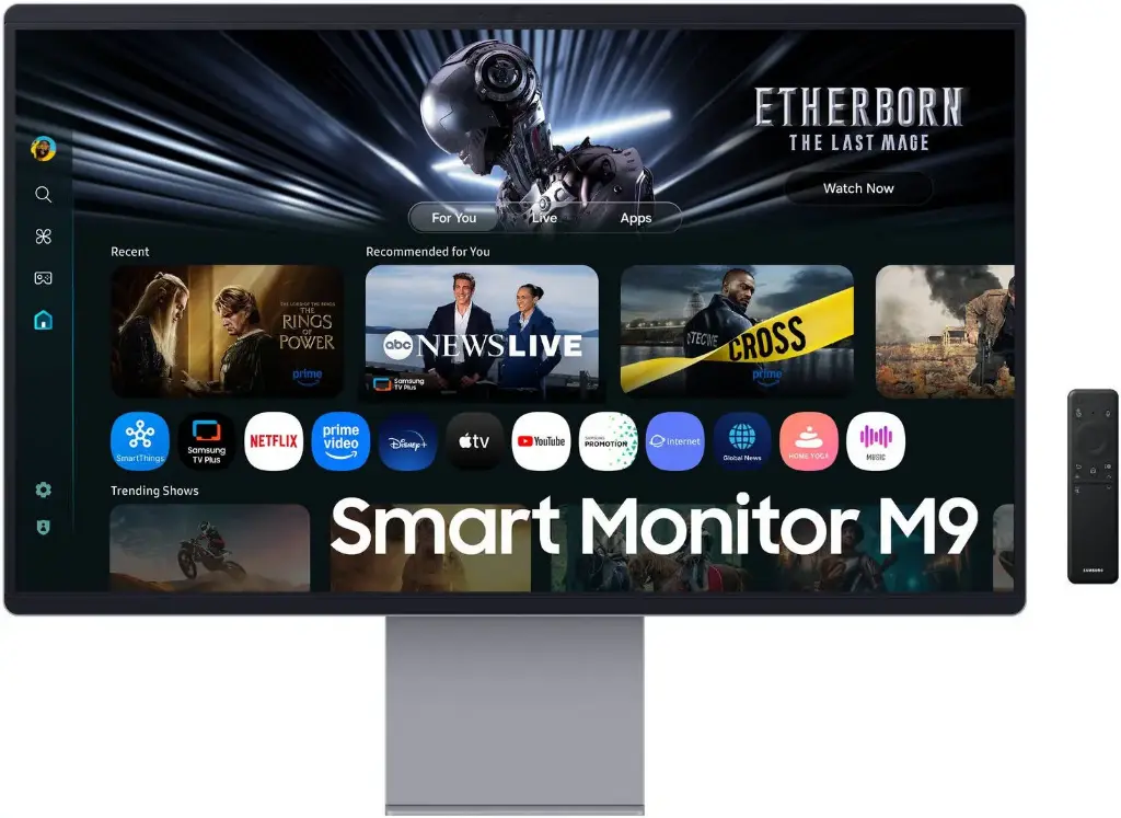 [LS32FM902SMXUE] Samsung 32" M9 M90F OLED 4K Smart Monitor, 165Hz Refresh Rate, 0.03ms Response Time, AI Smart Features, Built-in 4K Camera, USB-C Connectivity, Height Adjustable & Pivot Stand, Super Slim Design, Middle East Version - LS32FM902SMXUE
