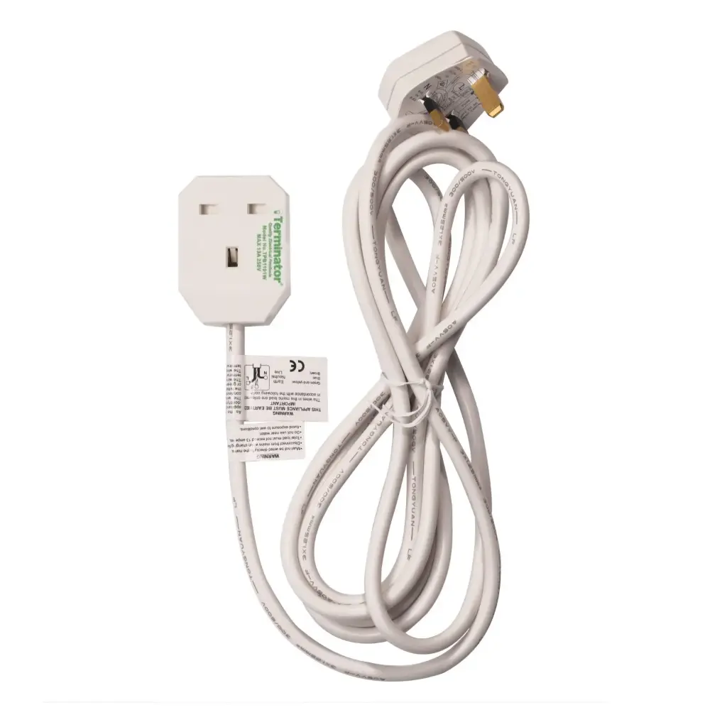 [TPB 1101-3M] Terminator 1 Way UK Power Extension Socket 1.25mm² Cable 2M & 13A Fused Plug