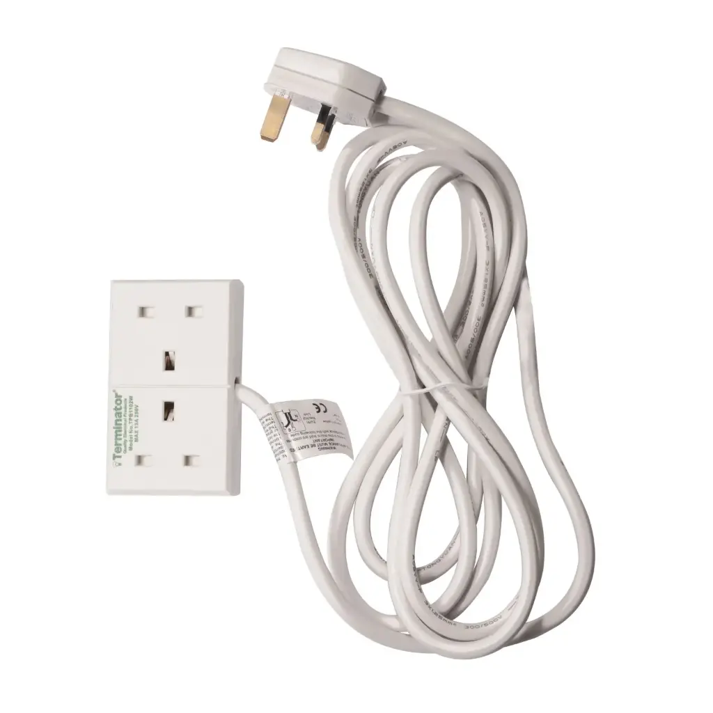 [TPB 1102-3M] Terminator 2 Way UK Power Extension Socket 1.25mm² Cable 3M & 13A Fused Plug