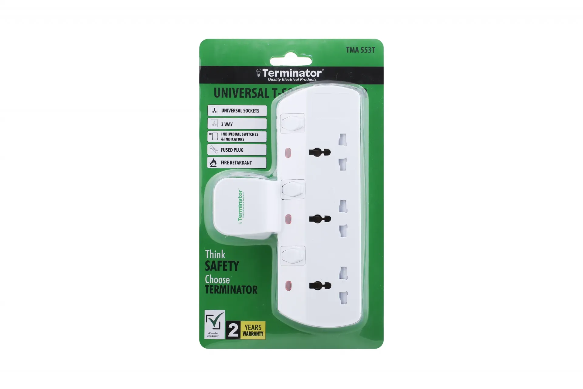 [TMA 553T] 3 Way Universal T-Socket Multi Adaptor With Individual Switches, Indicators & 13A Fused Plug