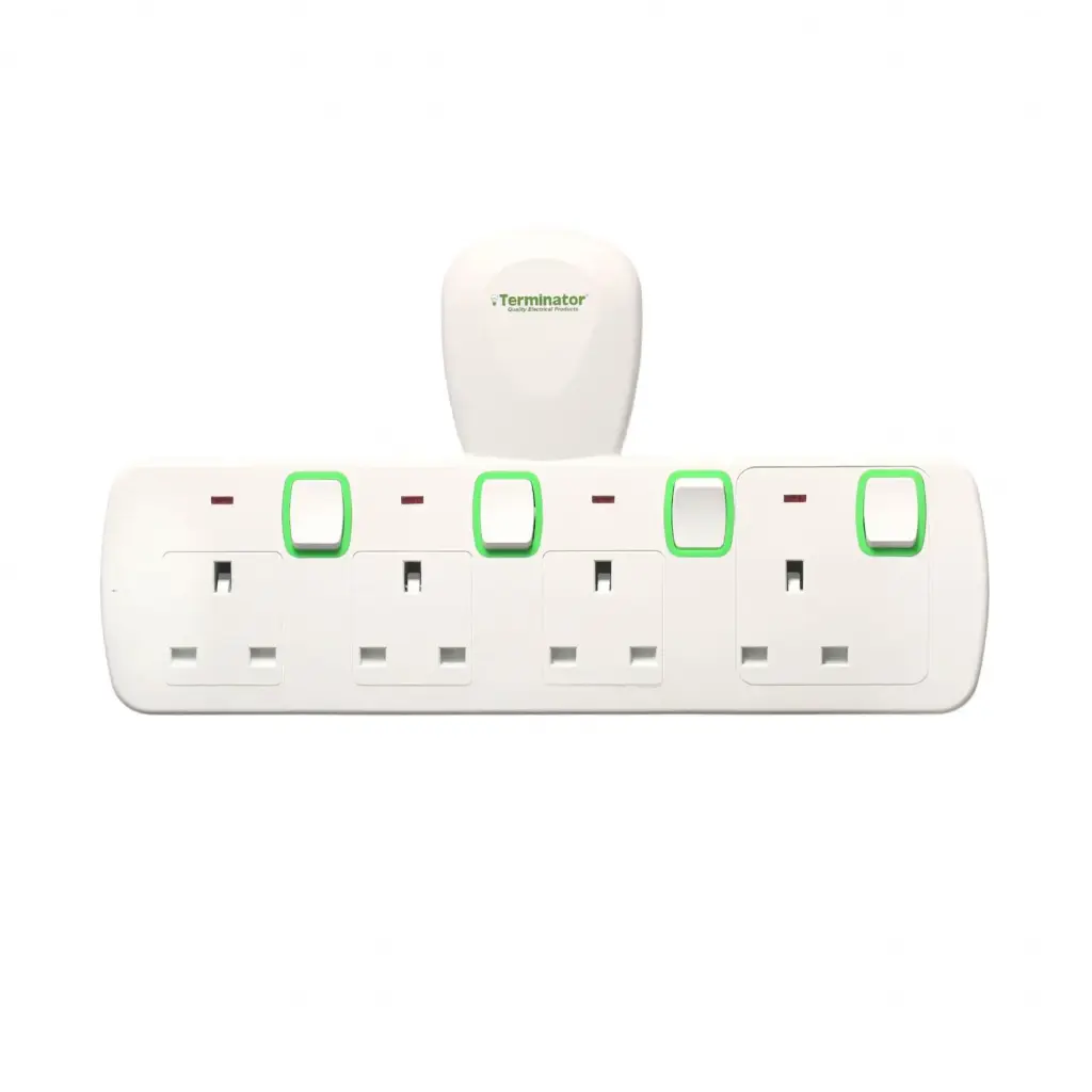 [TMA 674T-UK] 4 Way UK T-Socket Multi Adaptor With Individual Switches, Indicators & 13A Fused Plug