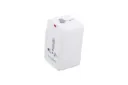 Terminator multi-pin travel adaptor with universal socket, 2 USB ports (Type-A & Type-C) 2.1A, and power indicator