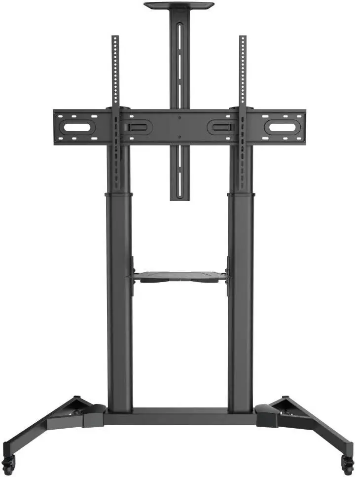 VEOTECH Large Screen Telescopic Height Adjustable TV Cart, 60"-100", 100kg Capacity, Steel Frame with Caster Wheels, Black 91-TTL03610TW