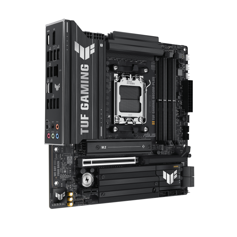 ASUS TUF B850M-PLUS AM5 Micro-ATX Motherboard, AMD B850 Chipset, 4x DDR5 DIMM Slots up to 192GB, PCIe 5.0 x16 SafeSlot Expansion, 3x M.2 Storage Slots, Military-Grade Components, 90MB1IX0-M0EAY0