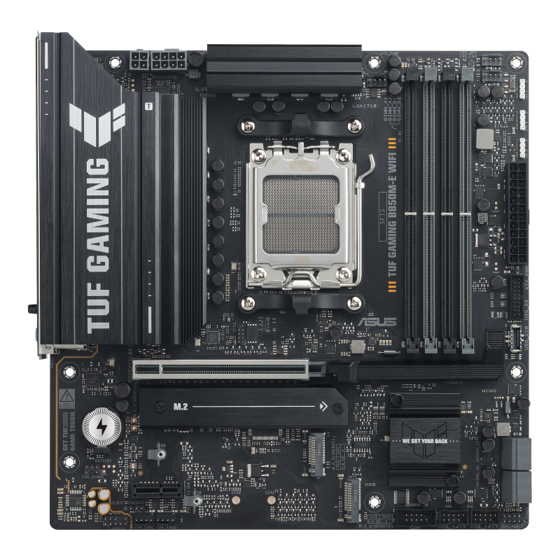 ASUS TUF B850-E WiFi AM5 ATX Motherboard, AMD B850 Chipset, DDR5 Support up to 256GB, PCIe 5.0 x16, 3x M.2 Slots, Wi-Fi 6E, HDMI, DisplayPort, USB 20Gbps Type-C, Aura Sync 90MB1LS0-M0EAY0