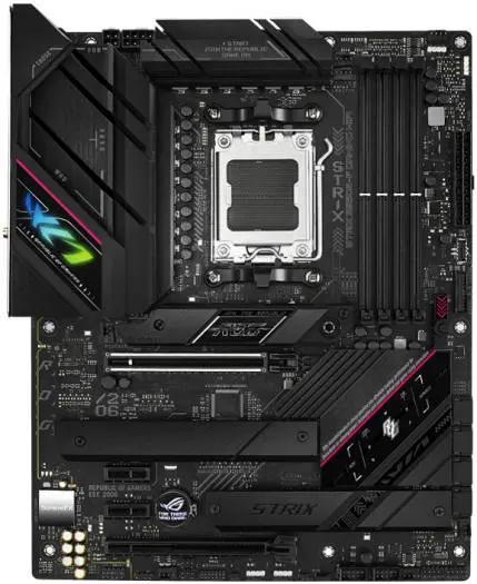 ASUS ROG STRIX B650E-F WiFi ATX Motherboard, AM5 Socket, AMD B650E Chipset, Intel 2.5Gb Ethernet, 4x DDR5 DIMM up to 128GB, PCIe 5.0 x16, 3x M.2 Slots, USB 3.2, HDMI and DisplayPort 90MB1BQ0-M0EAY0