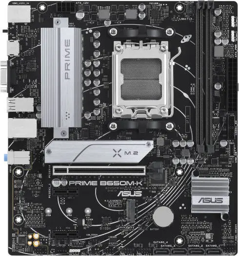 ASUS PRIME B650M-K AM5 Micro-ATX Motherboard, AMD B650 Chipset, 2x DDR5 DIMM up to 96GB, PCIe 4.0 x16 Expansion, 2x M.2 Slots, 2.5Gb Ethernet, USB 3.2 and USB 2.0 Ports, VGA and HDMI 90MB1F60-M0EAY0