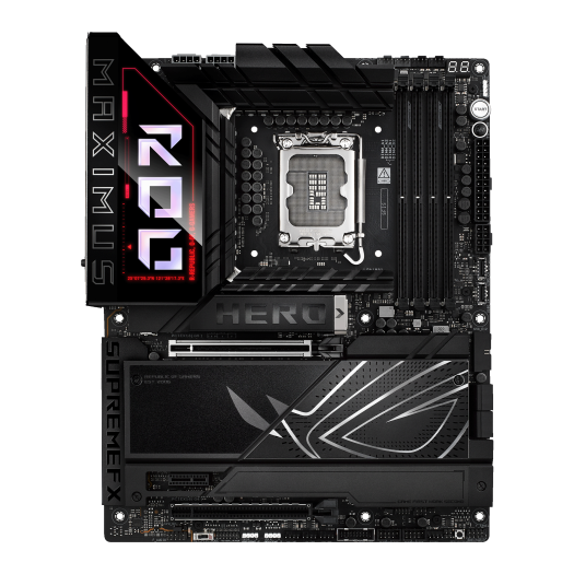 ASUS ROG Maximus Z890 Hero LGA1851 ATX Motherboard, Intel Z890 Chipset, 4x DDR5 DIMM up to 192GB, PCIe 5.0 x16 SafeSlot Expansion, 6x M.2 Slots, Wi-Fi 7 and Bluetooth 5.4 Connectivity, Premium 90MB1ID0-M0EAY0