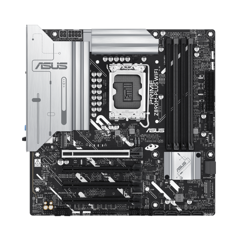 [90MB1J80-M0EAY0] ASUS PRIME Z890M-PLUS WiFi LGA1851 Micro-ATX Motherboard, Intel Z890 Chipset, 4x DDR5 DIMM up to 192GB, PCIe 5.0 x16 Slot, 3x M.2 Slots, Wi-Fi 7 and Bluetooth 5.4 Connectivity 90MB1J80-M0EAY0