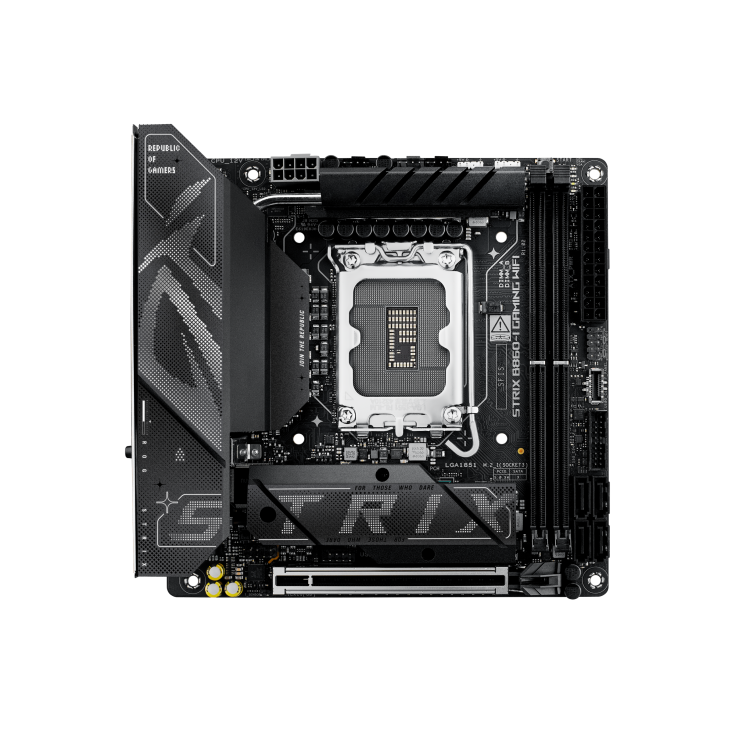ASUS ROG Strix B860-I WiFi LGA1851 Mini-ITX Motherboard, Intel B860 Chipset, 2x DDR5 DIMM up to 128GB, PCIe 5.0 x16 Expansion, 2x M.2 Slots, Wi-Fi and Bluetooth Connectivity, Compact 90MB1JB0-M0EAY0