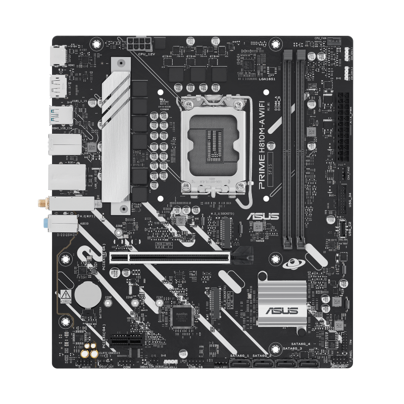ASUS PRIME H810M-A WiFi LGA1851 Micro-ATX Motherboard, Intel H810 Chipset, 2x DDR5 DIMM up to 128GB, PCIe 4.0 x16 Slot, 2x M.2 Storage Slots, Wi-Fi and Bluetooth Connectivity, Compact 90MB1KJ0-M0EAY0