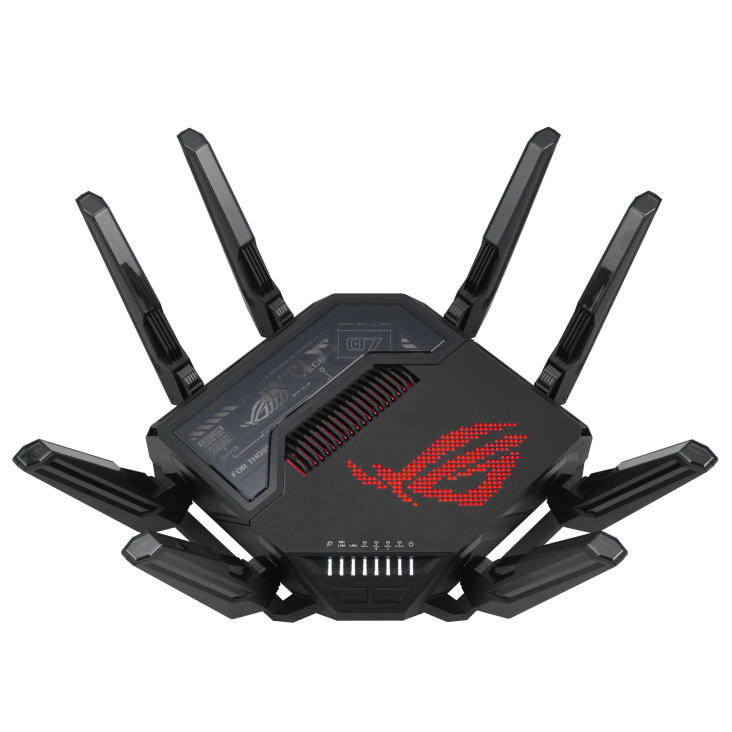 [90IG08F0-MO9A0V] ASUS 90IG08F0-MO9A0V Rapture GT-BE98 Quad-Band WiFi 7 Gaming Router  25Gbps Combined Speed, Dual 10G Ports, 320MHz Bandwidth, Aura RGB