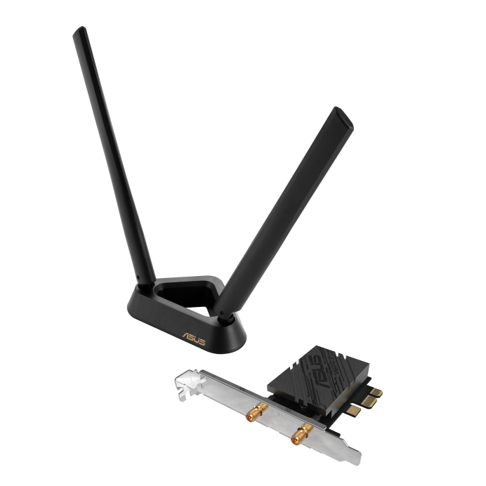 ASUS PCE-BE92BT WiFi 7 PCI-E Adapter with 2 External Antennas and Magnetized Base, 6GHz Band, Bluetooth 5.4, Compatible Only with Intel Motherboards, Model 90IG08U0-MO0B00